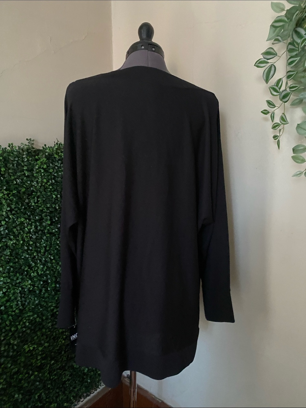 INC International Concepts Black Long-Sleeve Top with Gold Studs - Picture 4 of 8